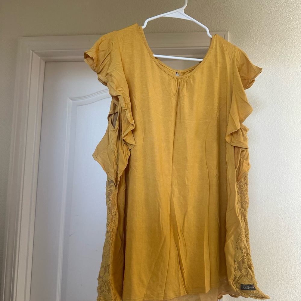 Matilda Jane Yellow Flutter Sleeve Ruffled Blouse